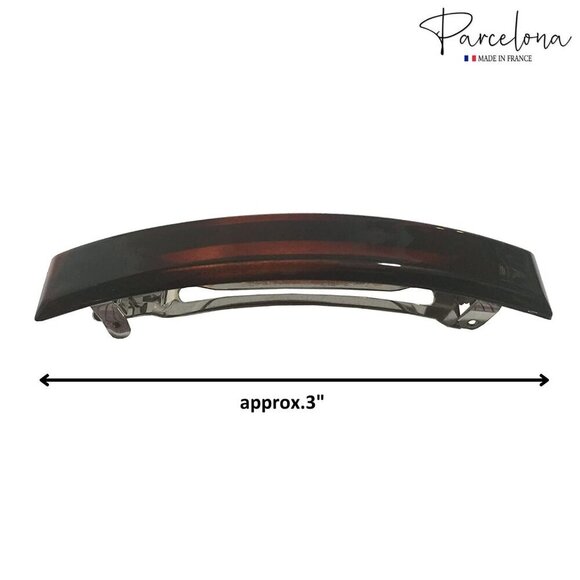 French Hair Clips Set of 2 Black Shell Brown Celluloid Strong Hold Barrette